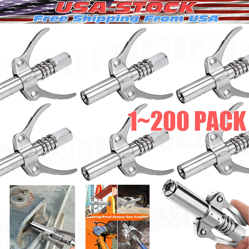 Grease Gun Coupler Double Handle High Pressure Quick Release Lock Oil Nozzles gallery