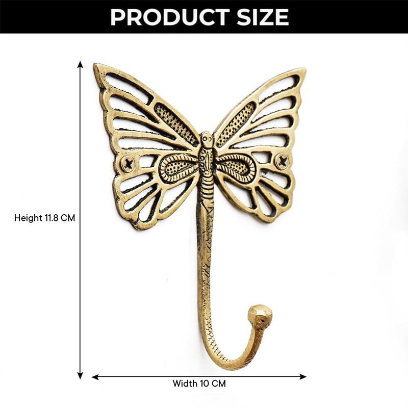 33 Lb. Solid Brass Butterfly Wall Hooks - Vintage Gold Decorative Hooks for C... gallery