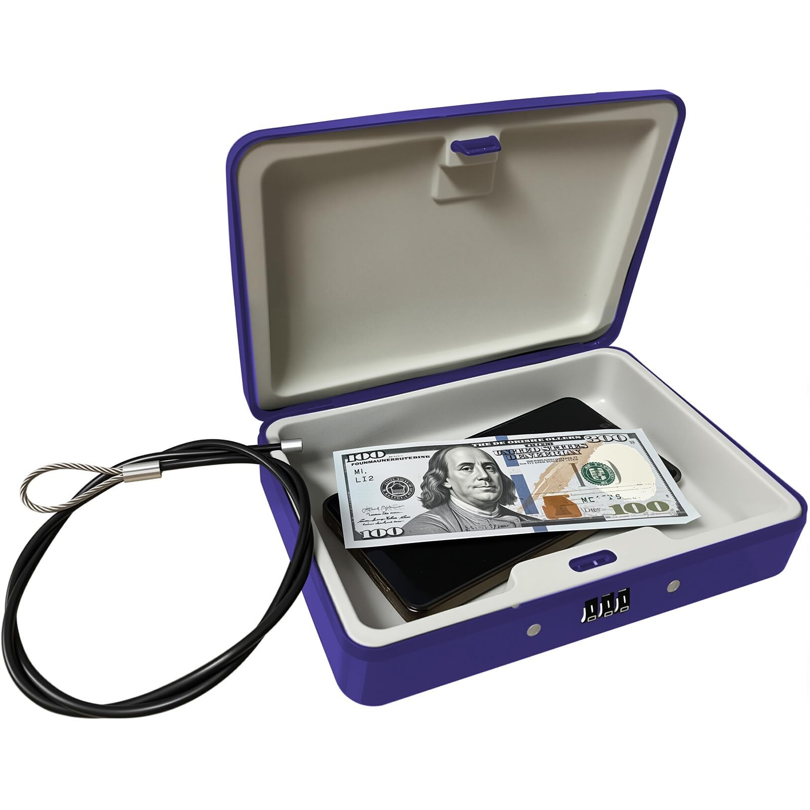 ® Water/Fire-Resistant Portable Security Case Lock Box Steel, Small Personal ... gallery