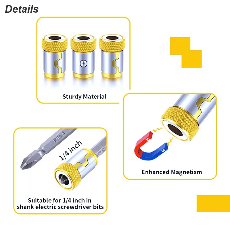 6 x Screwdriver Head Magnetic Ring Pivoting Bit Tip Screw Holder Magnetizer gallery