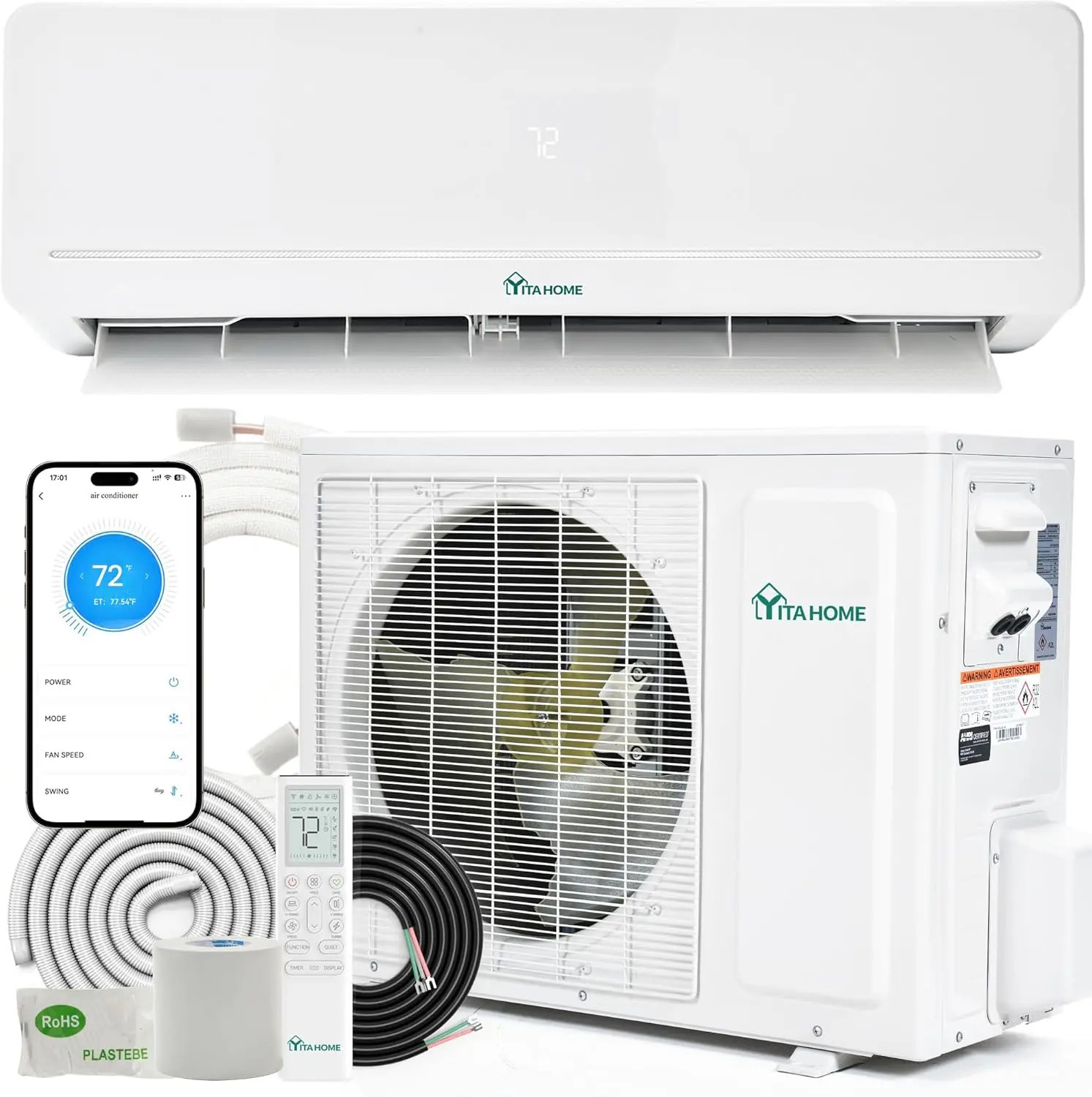 24000 BTU Mini Split AC Heat Pump 20 SEER2 230V Inverter WiFi Alexa 1500 Sq. Ft gallery