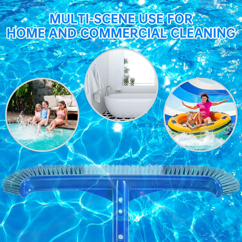 Pool Brush Head, 17" Pool Brushes for Cleaning Pool Walls, Curved Ends High-Effi gallery