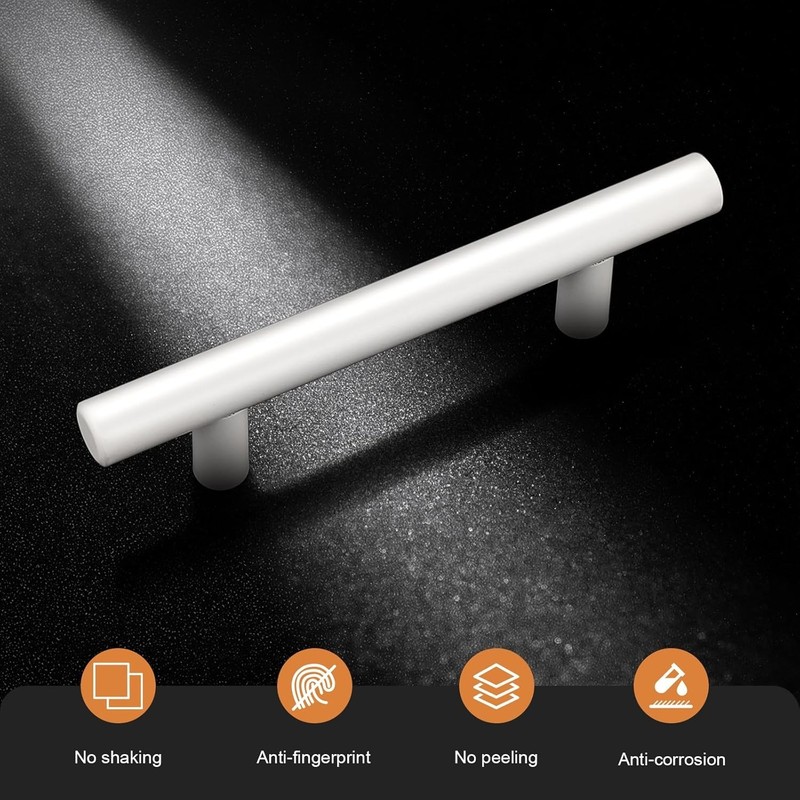 10 Pack| White Cabinet Pulls 3 Inch Modern Cabinet Hardware Euro T Bar Handle... gallery