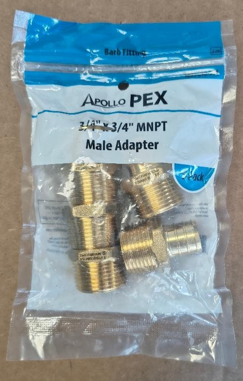 5-Pk Apollo Pex Male Adapters 3/4" MNPT APXMA34345PK 1003-818-598 Free US Ship gallery
