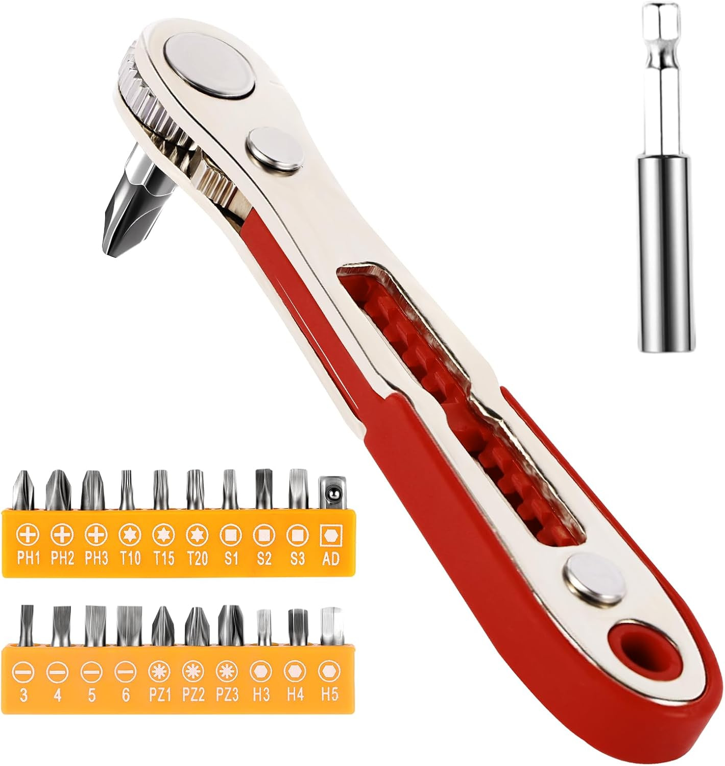 22-in-1 Magnetic Ratchet Screwdriver Set Mini Offset Wrench 20 Bits Tool Kit gallery