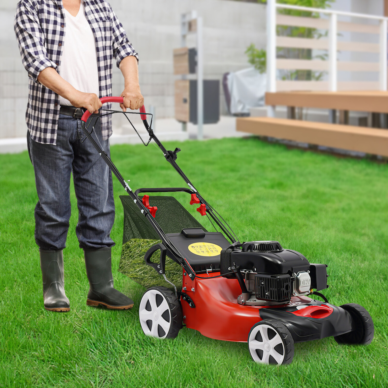 Self-Propelled Gas Powered Lawn Mower with Bagger with 4-Stroke Engine 20” 173cc gallery