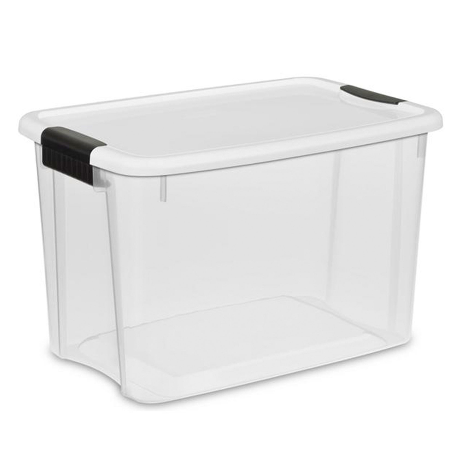 Sterilite 30 Qt Clear Plastic Stackable Storage Bin w/ Latch Lid, White (6 Pack) gallery