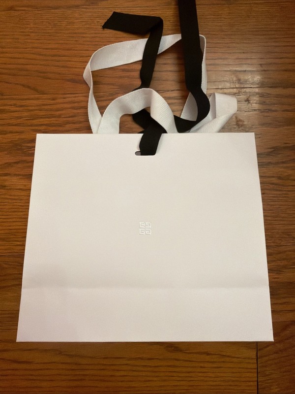 Authentic Givenchy White Silver Logo Paper Shopping Bag 4”x9”x10” gallery