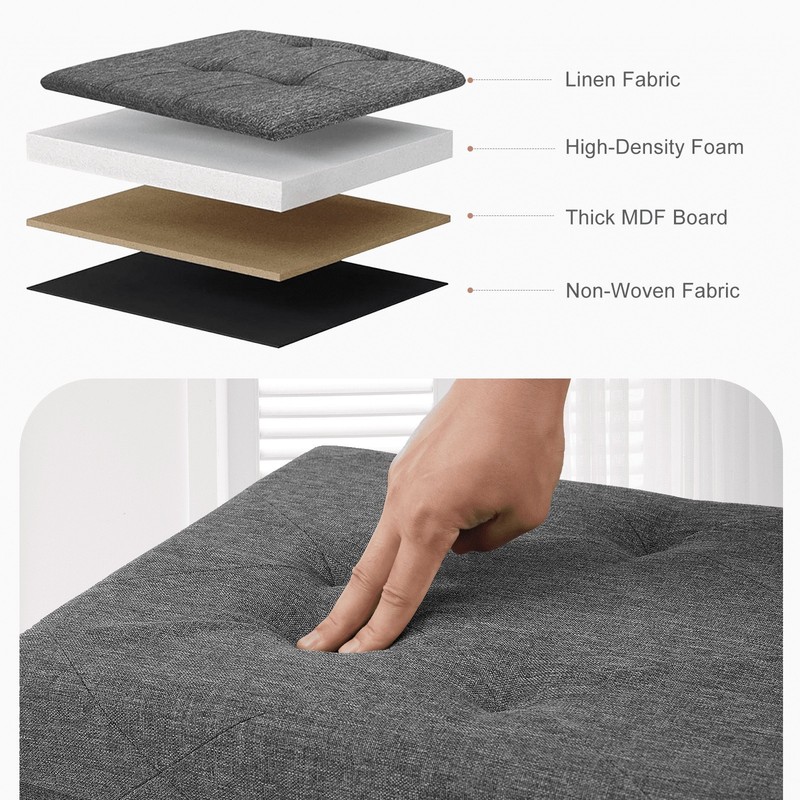 CONCETTA 43in Storage Ottoman Bench Foldable End of Bed Seat Gray Freeship gallery