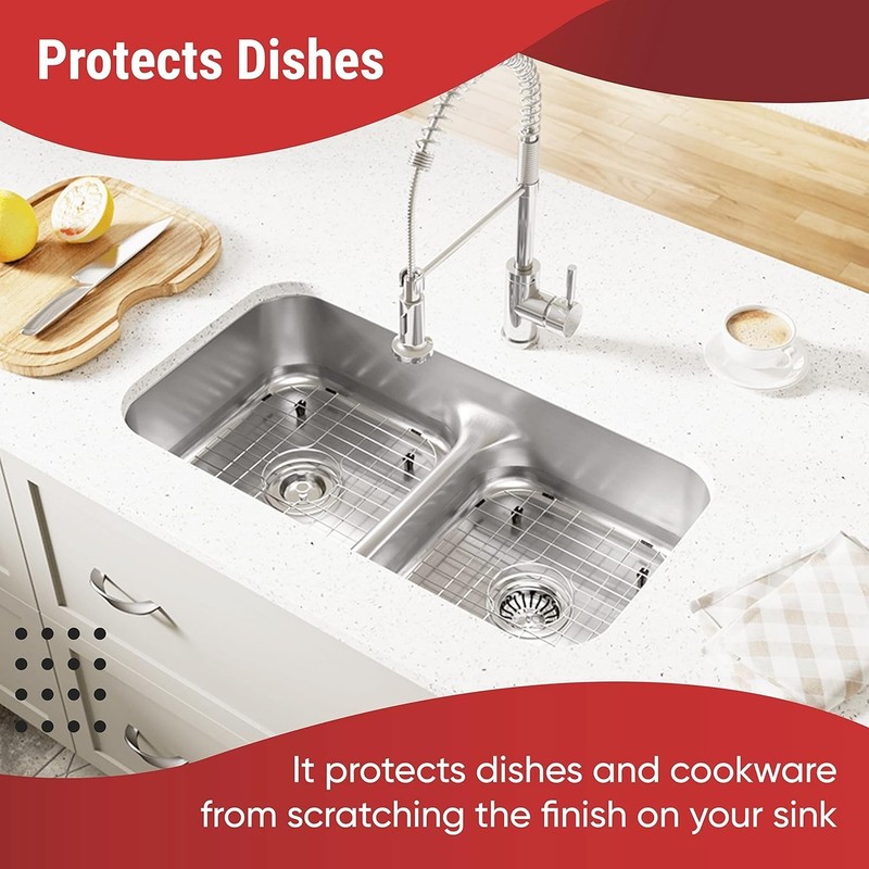 Kitchen Sink Protector Grid, Stainless Steel Sink Bottom Rack 13.6" x 11.6" gallery