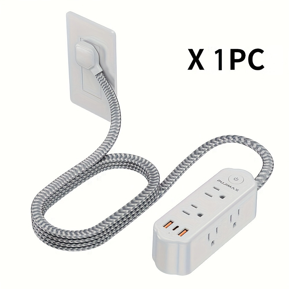 US Power Strip Surge Protector 5 FT Cable 6 AC Outlets 3 USB Ports + Type C Port gallery