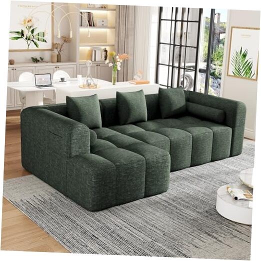 Left Facing Corner Cloud Sectional Sofa Full-Compressed Boneless Sofa Green/L gallery