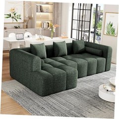 Left Facing Corner Cloud Sectional Sofa Full-Compressed Boneless Sofa Green/L