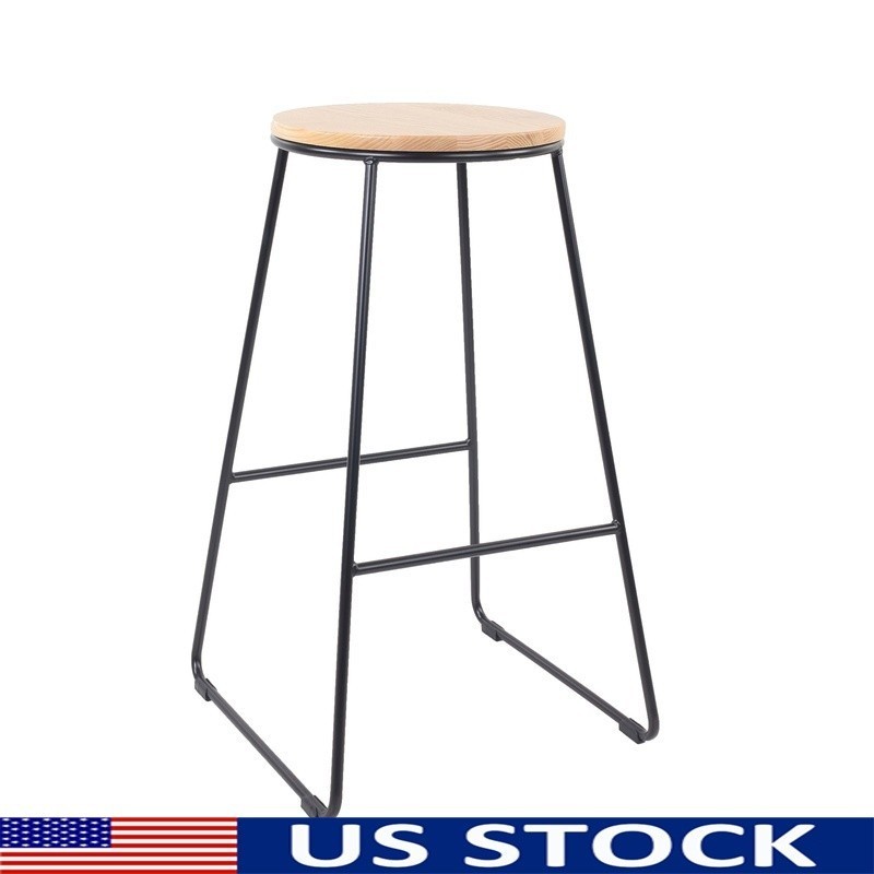 Modern Backless Stool 28 Inch Kitchen Dining Bar Rubberwood Steel Stackable New gallery