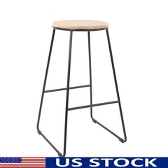 Modern Backless Stool 28 Inch Kitchen Dining Bar Rubberwood Steel Stackable New