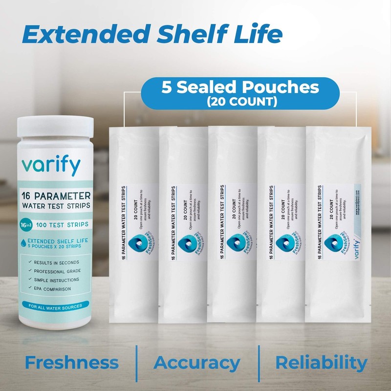 Varify 17in1 Complete Drinking Water Test Kit - 100 Strips + 2 Bacteria Teste... gallery