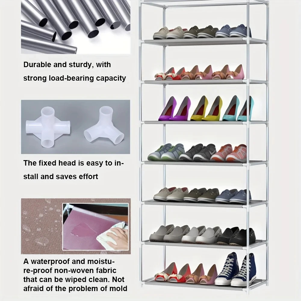 Shoe Rack 10 Layers 9 Shelf Shoes Standing Cabinet Storage Organizer Dustproof gallery