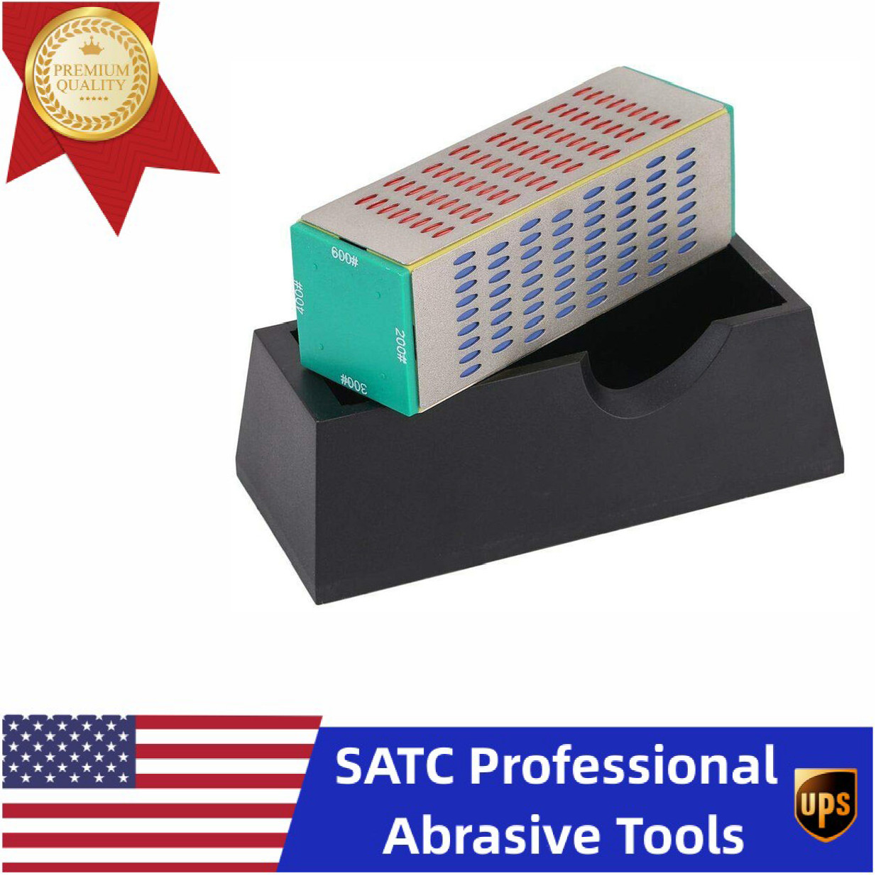 SATC 4Sided Whetstone Kitchen Knife Sharpener Sharpening Stone Diamond HoneBlock gallery
