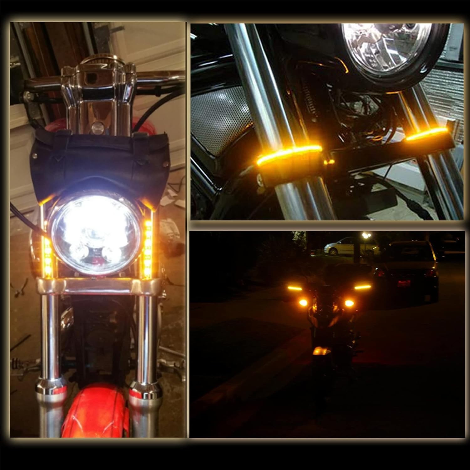 Universal 2pc 4in Motorcycle LED Turn Signal Light Amber LED Strip Light Bar for gallery