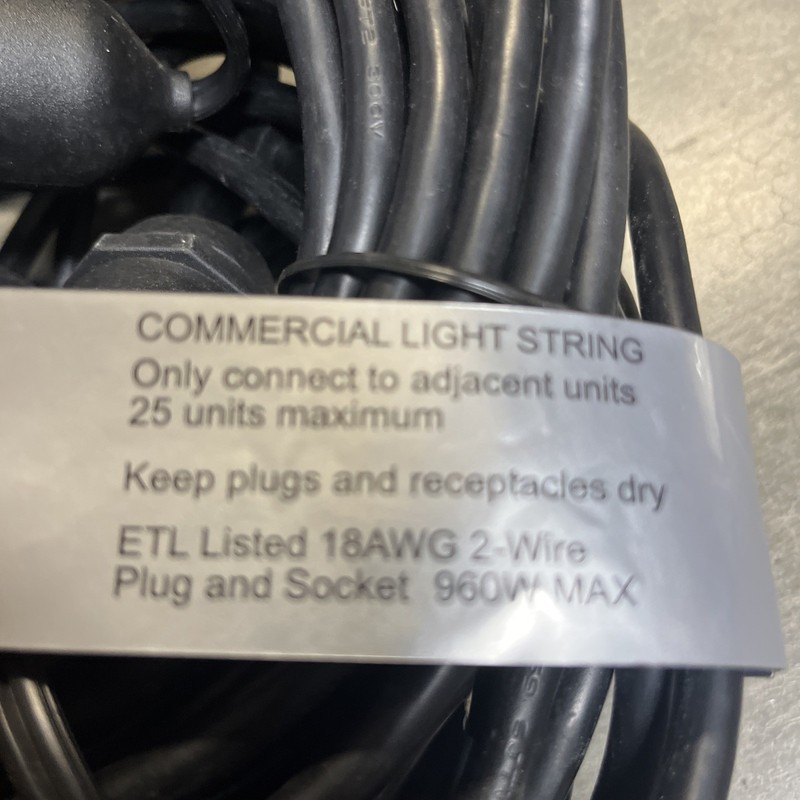 Intertek Commercial Light String Indoor/Outdoor 24 ft w/Bulbs 15 Lights NEW! gallery
