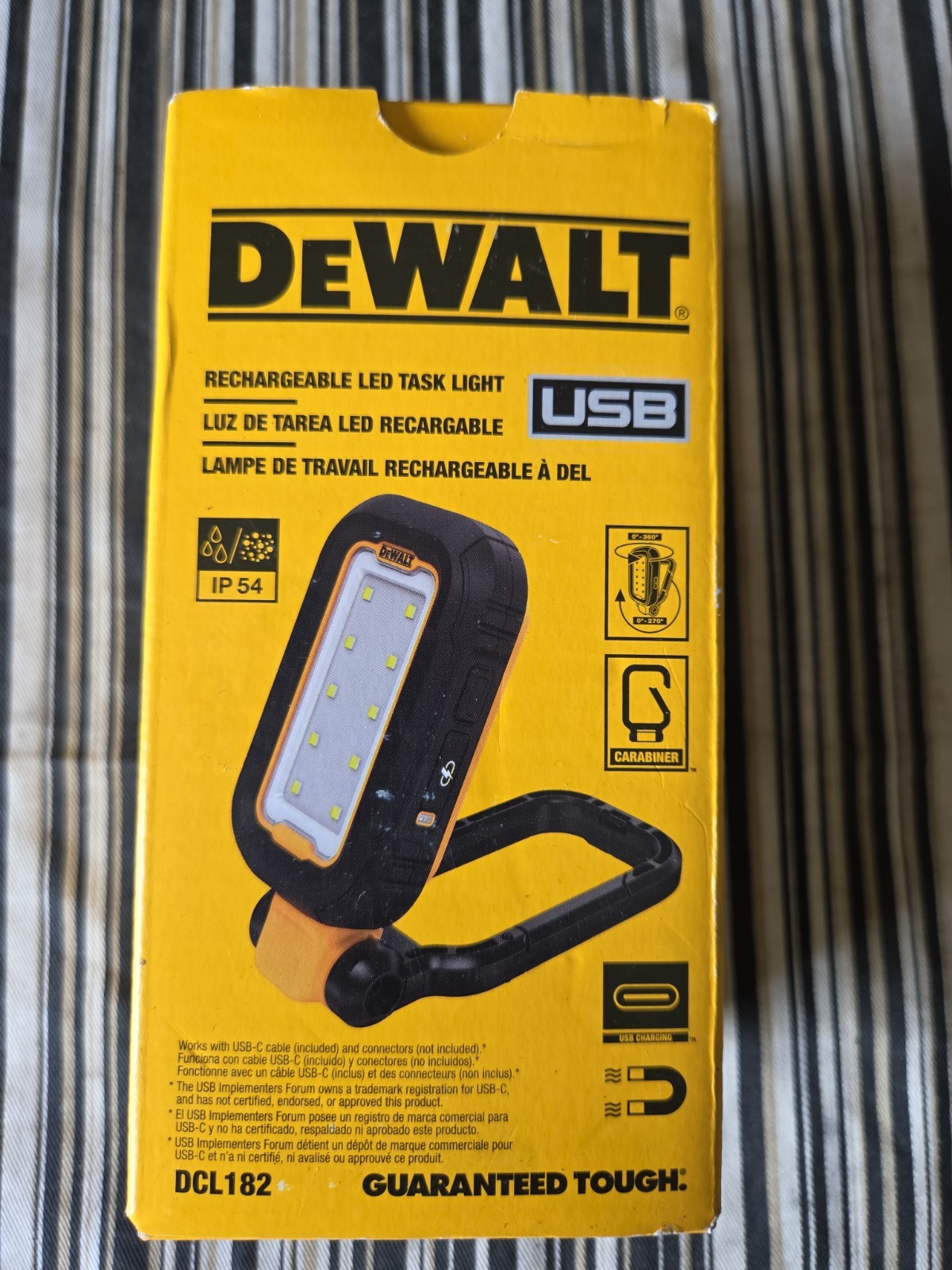 Brand New - DeWalt Rechargeable LED Task Light USB-C DCL182 (BRAND NEW) gallery