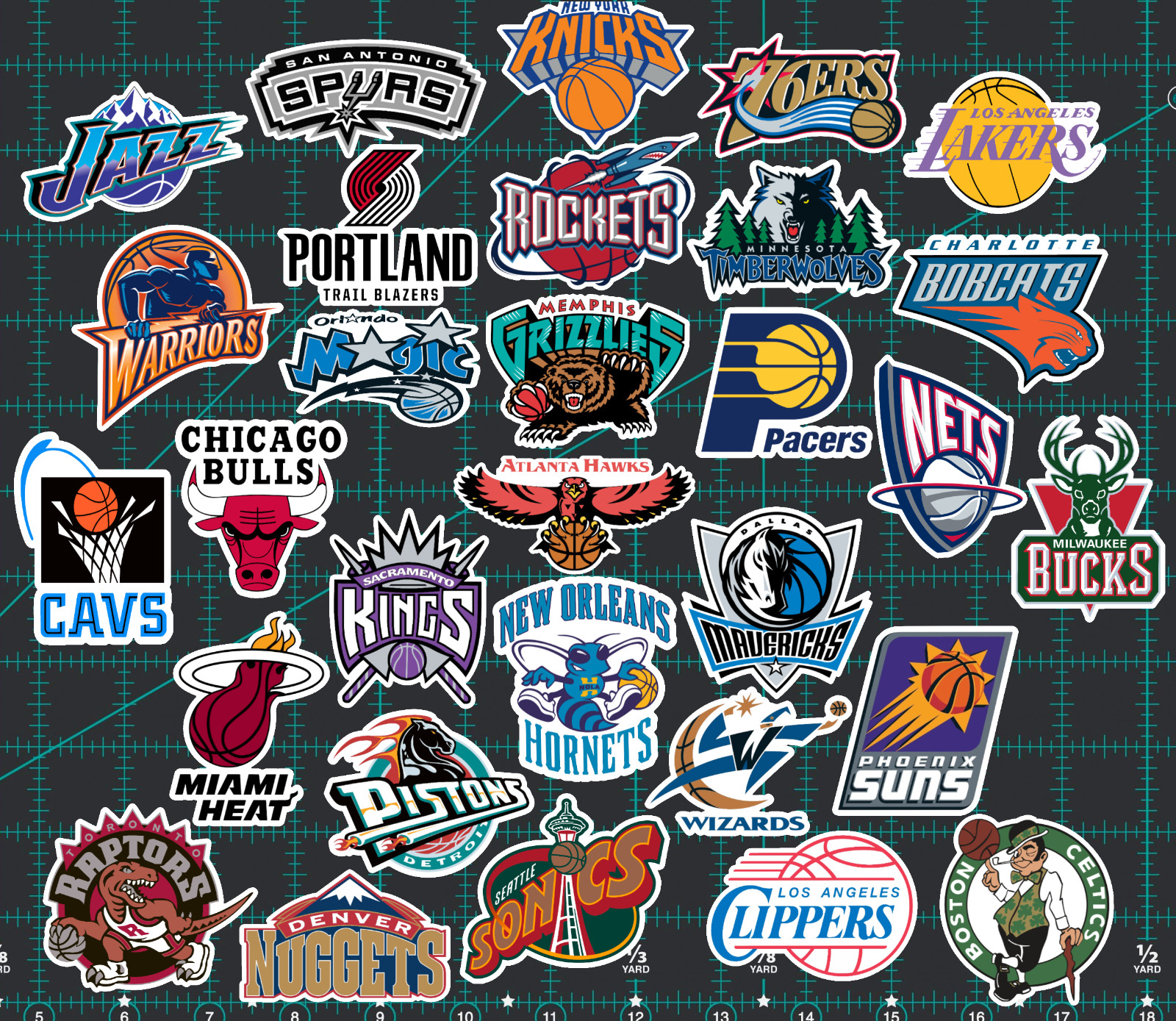 30 Retro 90's/00's NBA Logo Sticker Pack - Clear, Holographic, or White - Lakers gallery