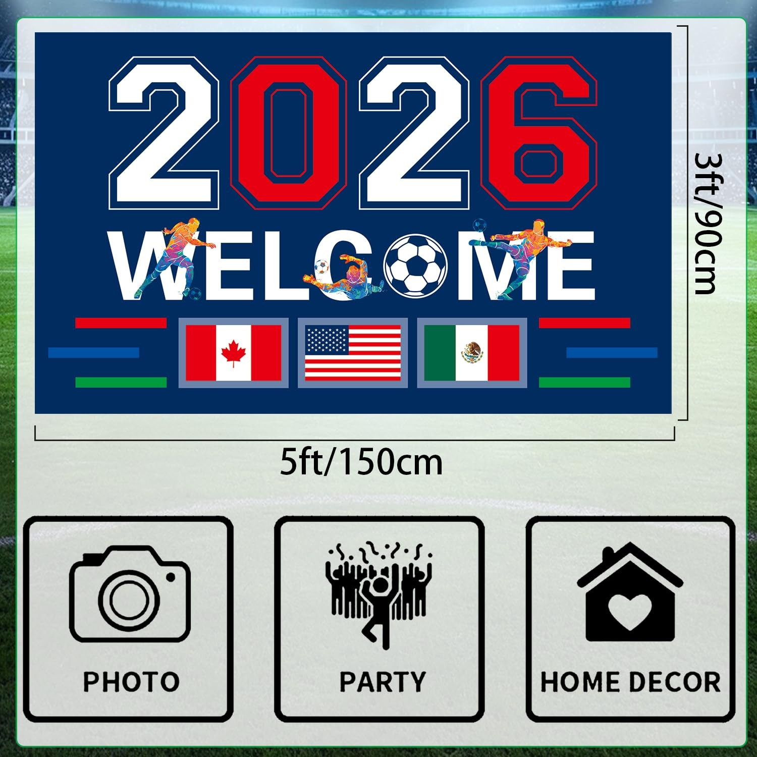 World Cup Decorations Flag 2026 American Canada Mexico Host Country Football ... gallery