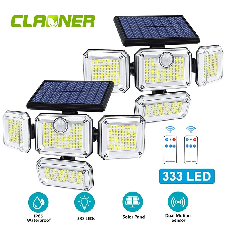 2Pack 333LED Motion Sensor Solar Lights Outdoor IP65 Waterproof Security Lamp US gallery