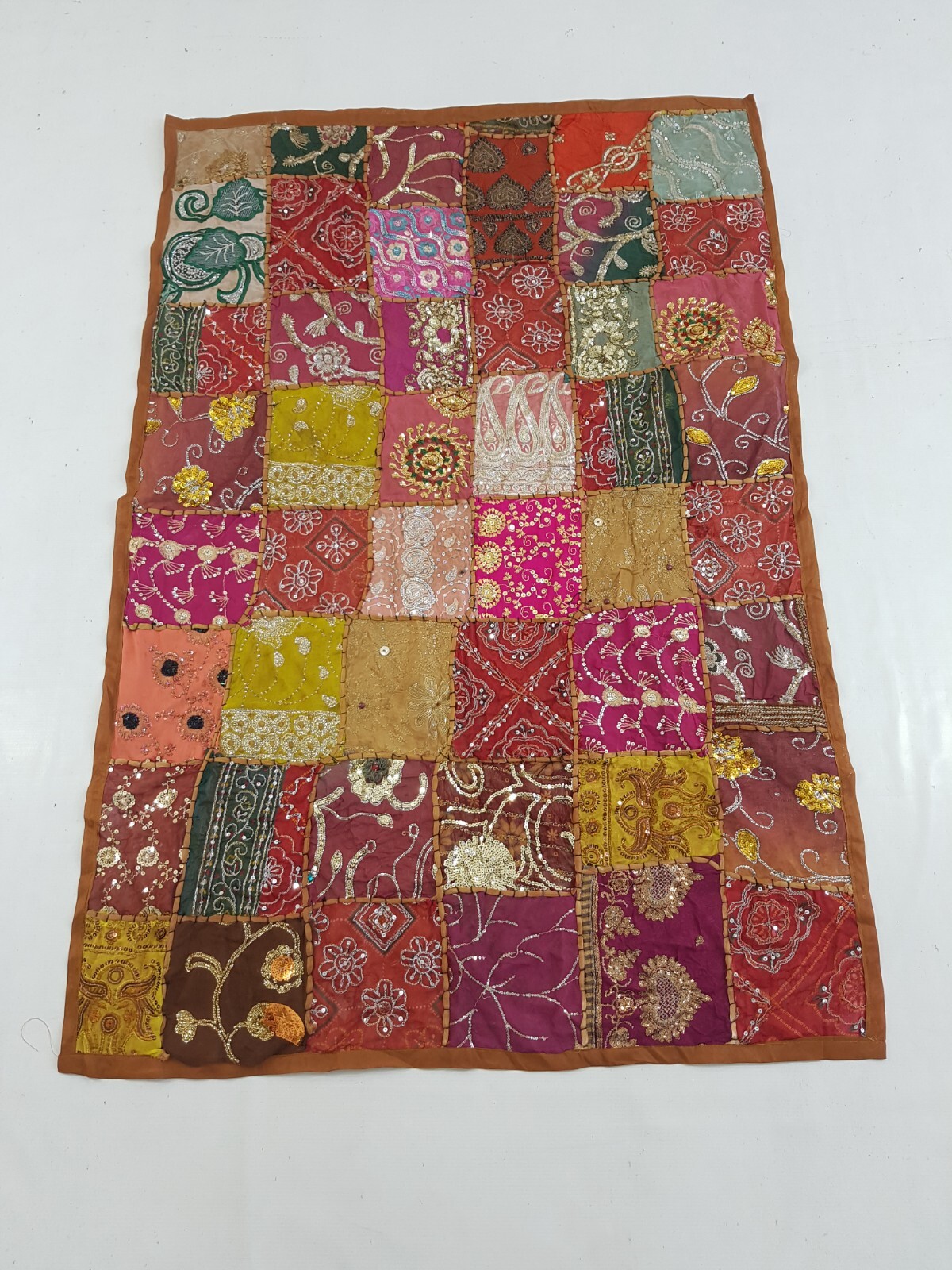 Vintage Traditional Indian Patchwork Embroidered Panel 142x96cm gallery