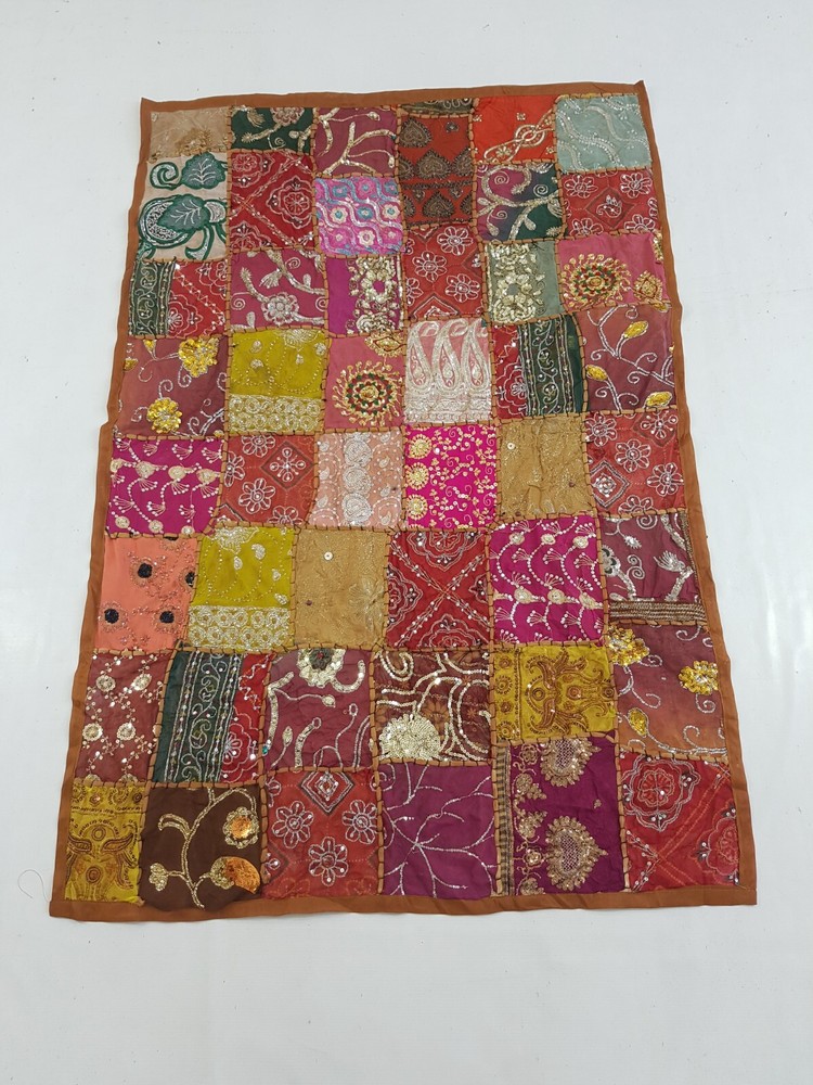 Vintage Traditional Indian Patchwork Embroidered Panel 142x96cm