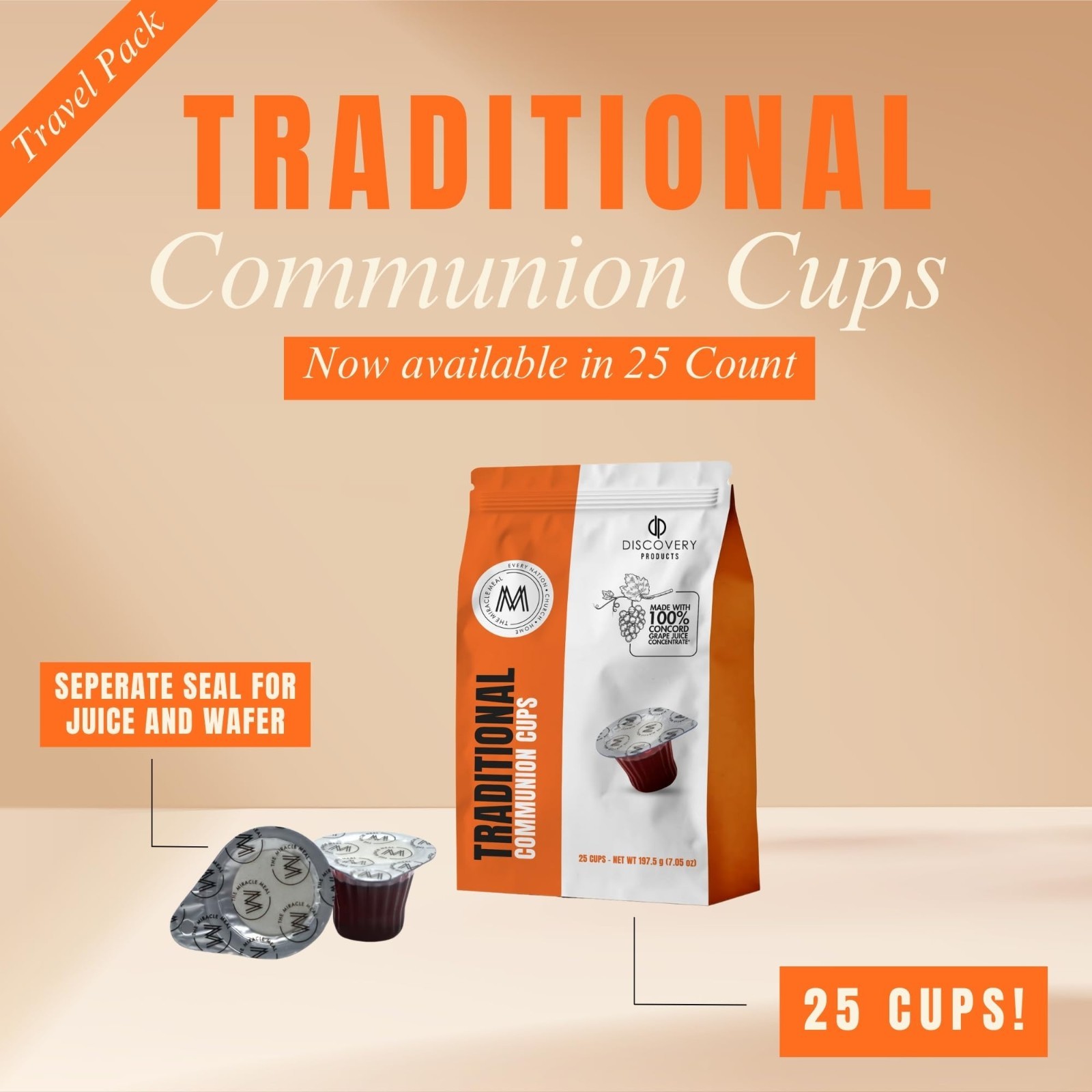 Traditional Travel Bag Set – 25 Cups with 100% Concord Grape Juice & Wafer gallery