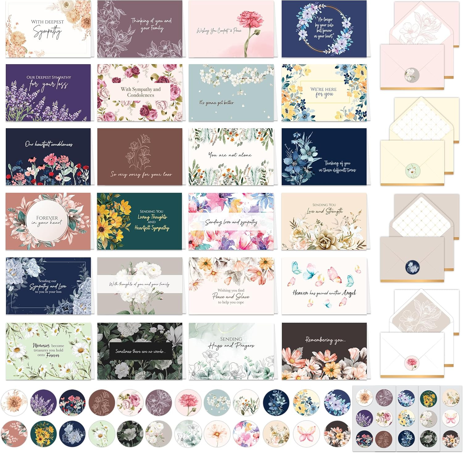 24 Pack 6X4In Assorted Sympathy Cards with Envelopes and Stickers, 24 Unique Des gallery