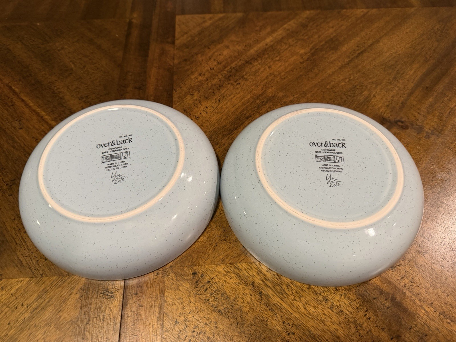 Set Of 2 Two Teal Speckled Over & Back Options Large Pasta Bowls 8 1/4" gallery