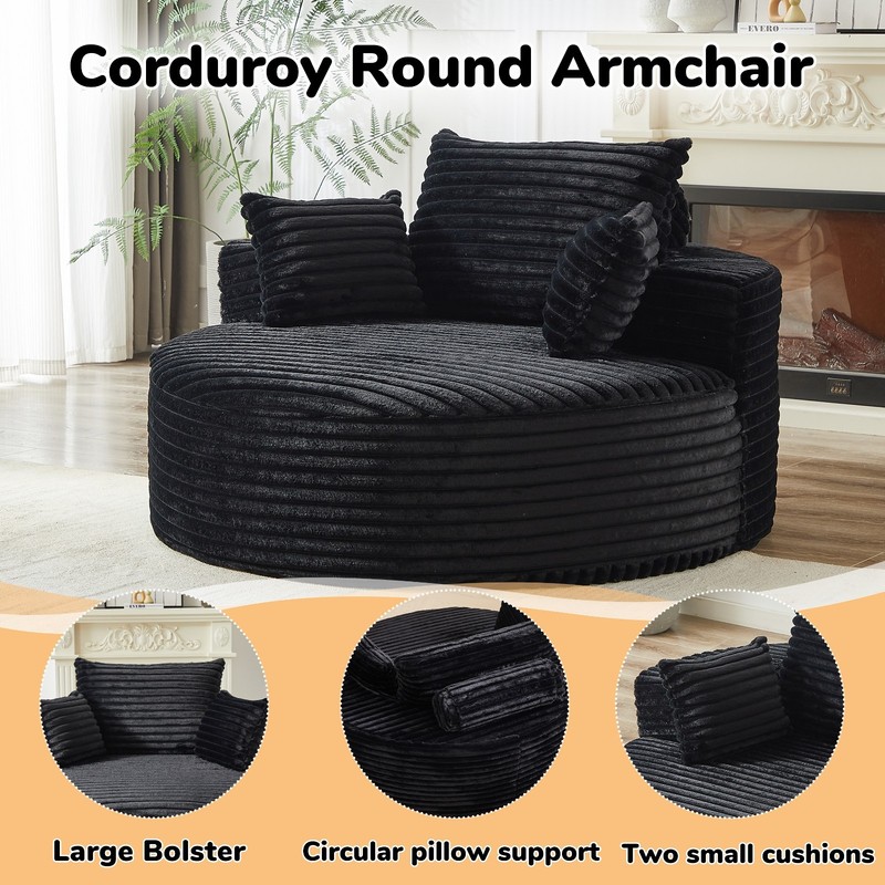 Oversized Round Modular Chaise Lounge Sofa Couch w/Pillows Deep Seat Apartment gallery