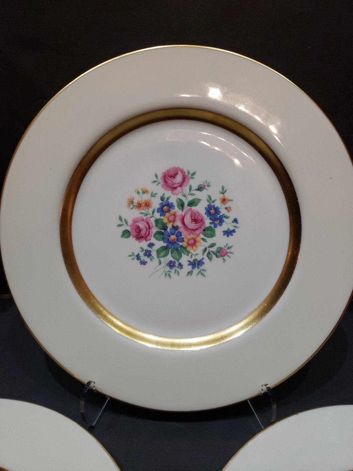 Set (3) Dinner Plates 10-1/4" wide, Theodore Haviland New York USA Gainsborough gallery