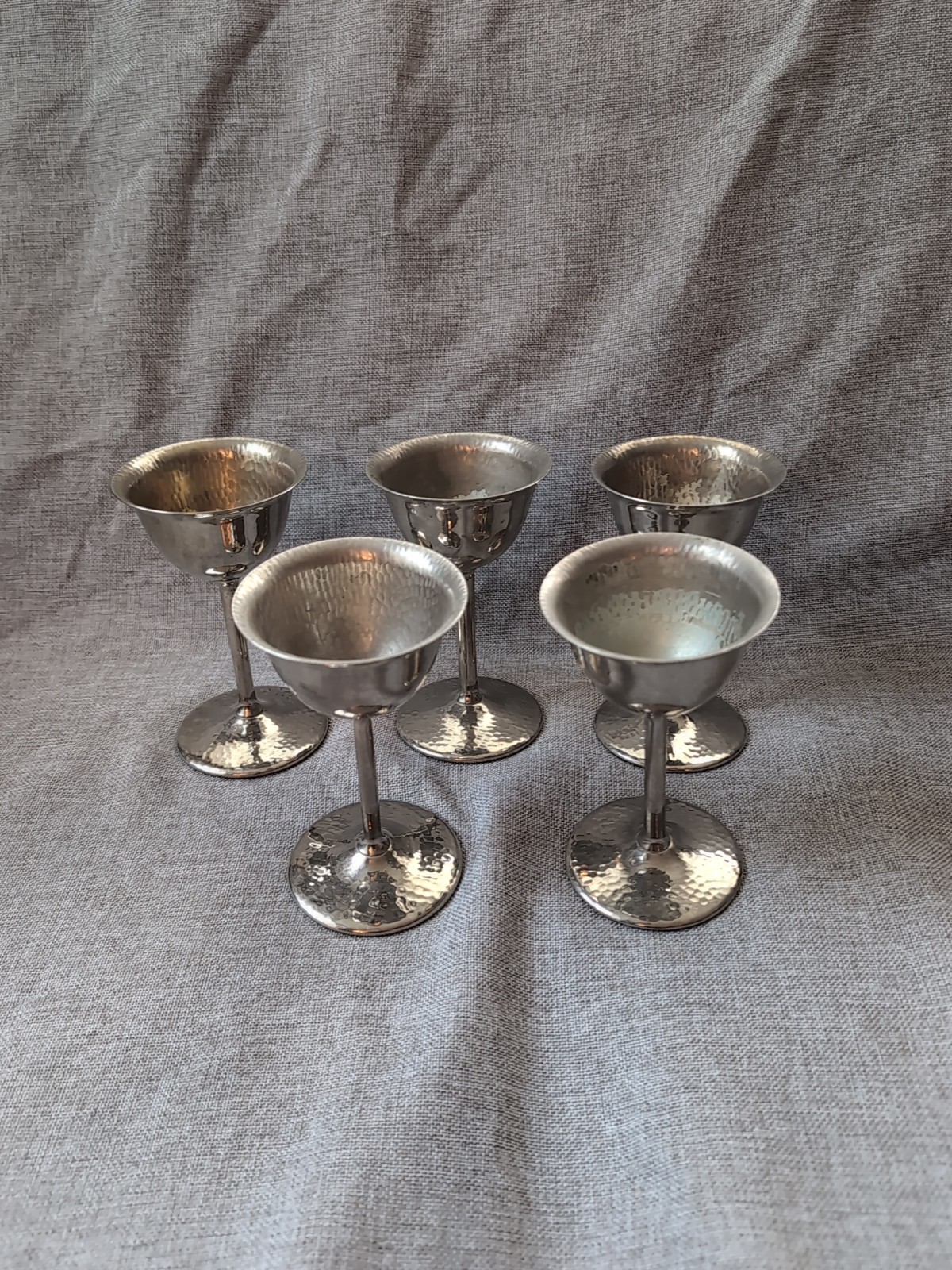 Vtg SilverCraft Goblets Silver Plated EPNS Electroplated Nickel Silver Set Of 5 gallery