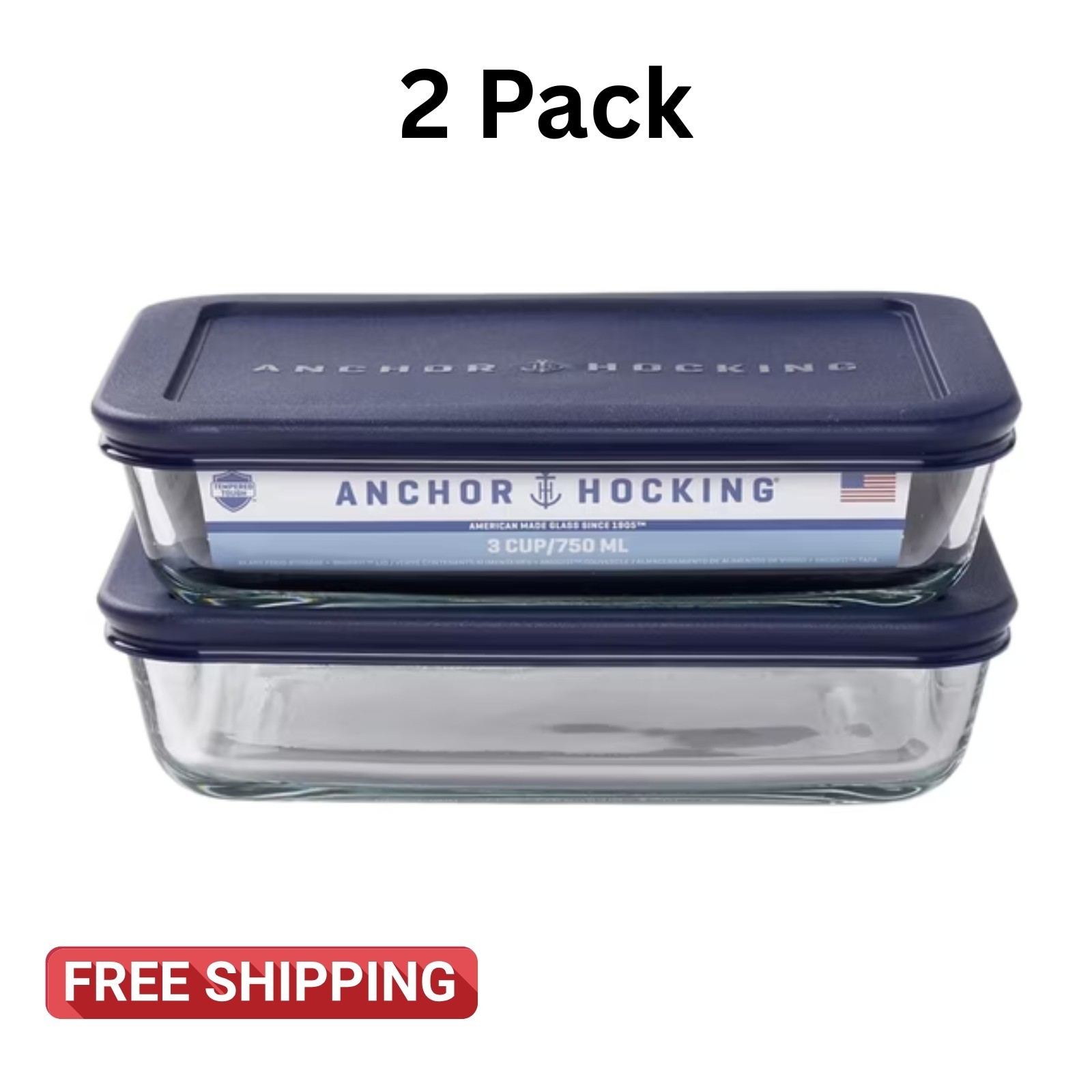 Anchor Hocking Glass Food Storage Containers with Lids, Set of 2 gallery