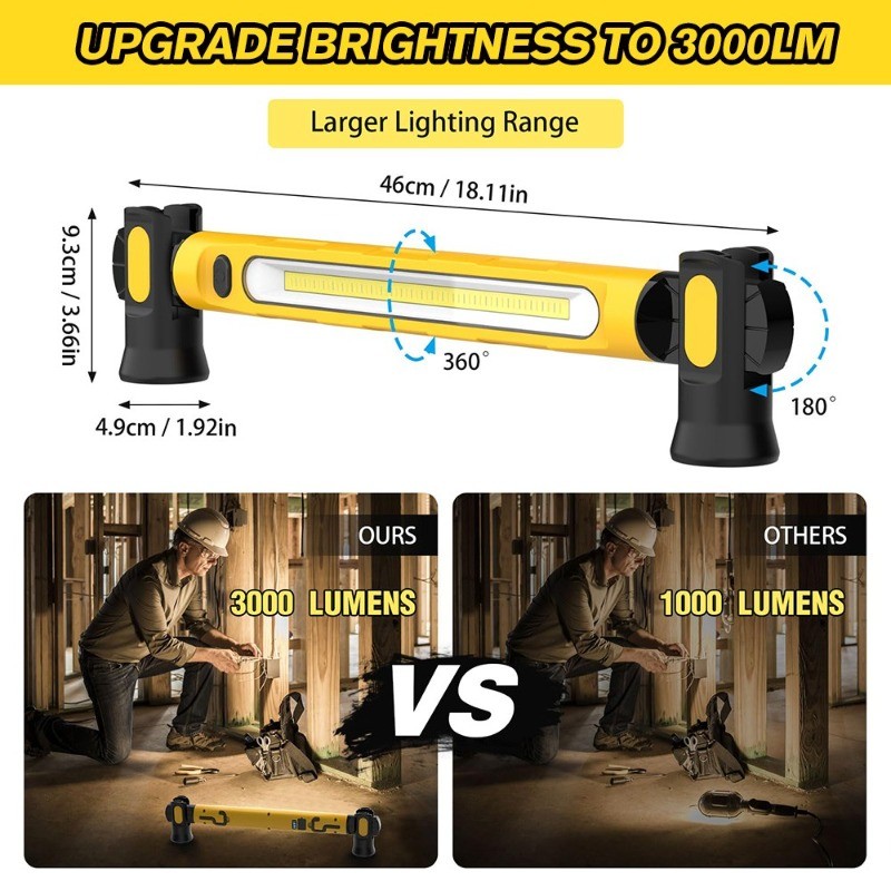 2Pack Under Hood Work Light Bar,6000mAh LED Magnetic Light Bar with Hooks gallery
