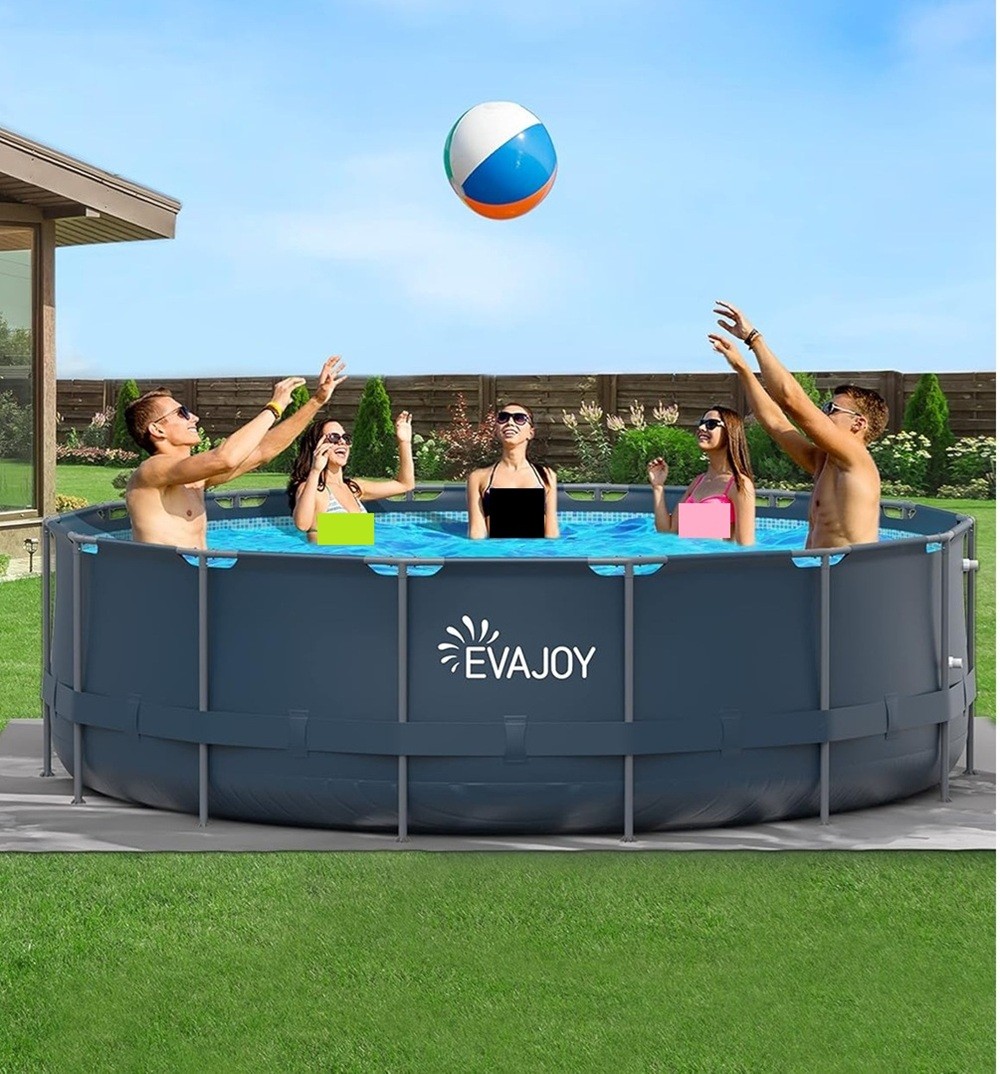 EVAJOY 16ft X 48in Metal Frame Round Swimming Pool Set with 2000GPH Sand Filter gallery