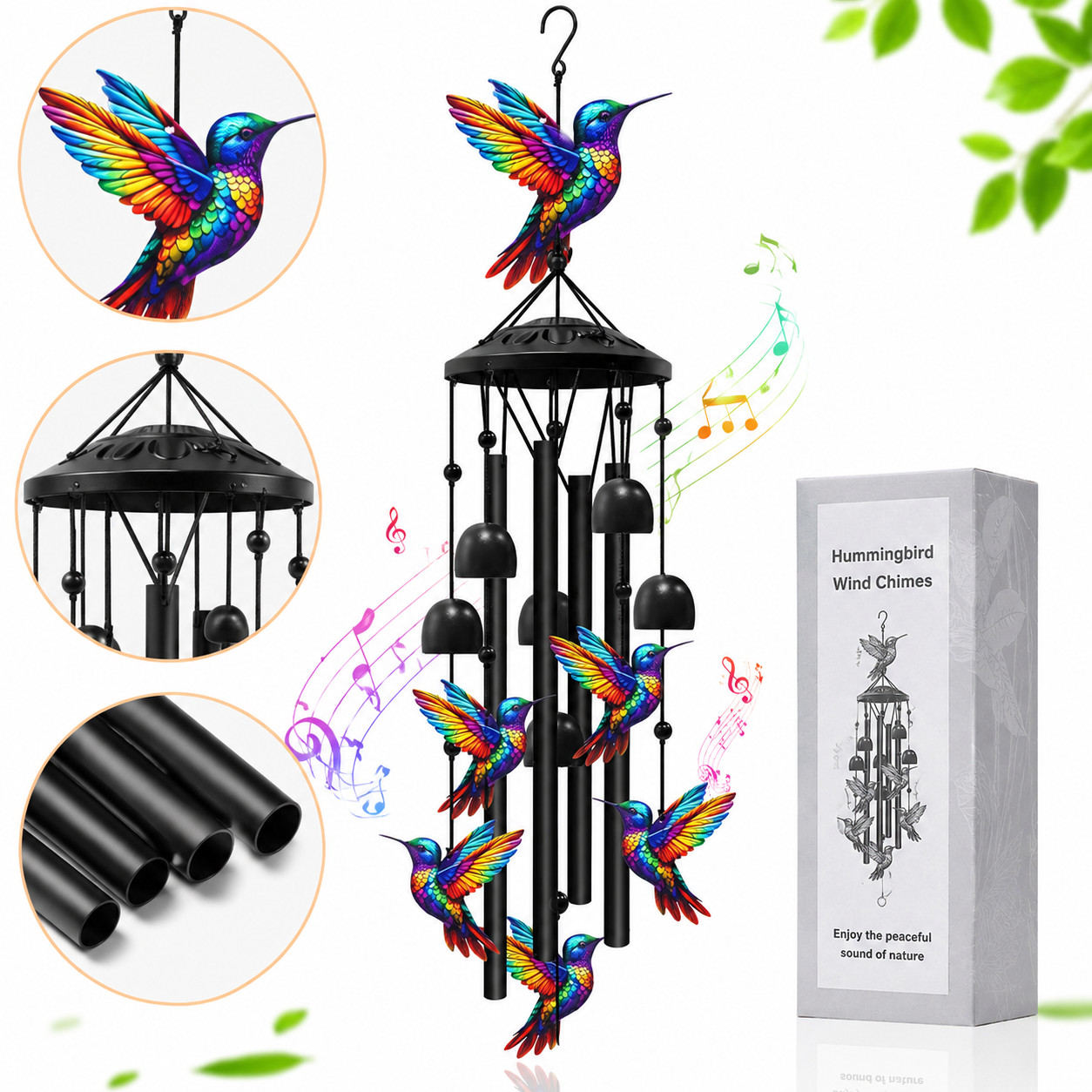 35" Colorful Hummingbird Wind Chime Outdoor Garden Decor Perfect Gift for Mom gallery