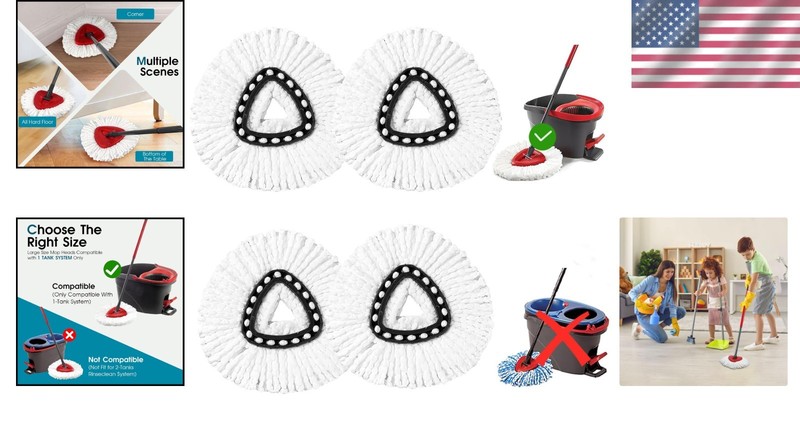 Microfiber Mop Head Replacement 4 Pack for Spin Mops Floor Cleaning gallery