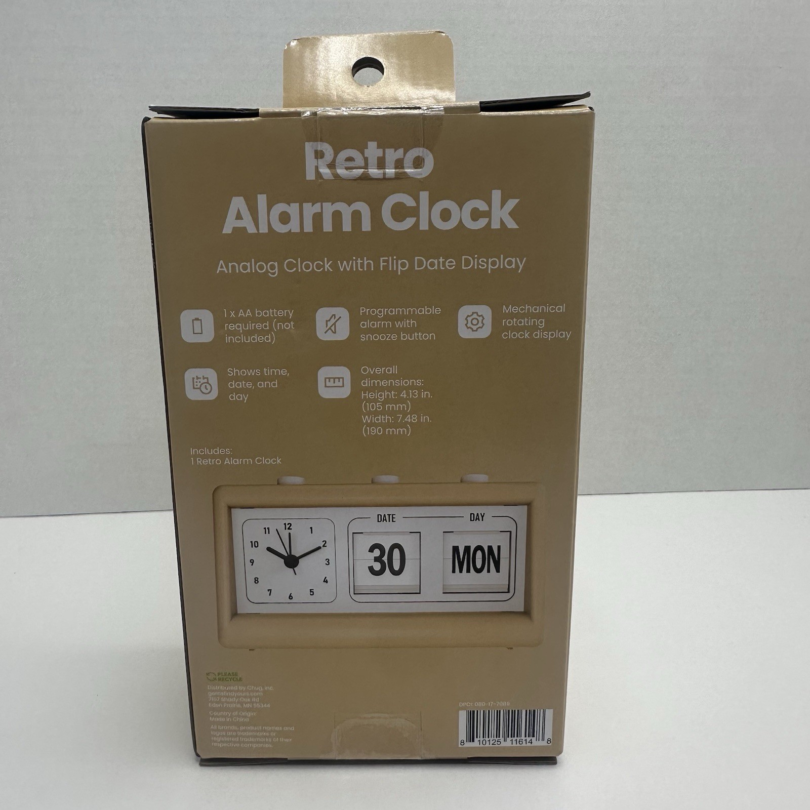 Retro Analog Alarm Clock Flip Date Day Display Mechanical AA Battery Beige gallery