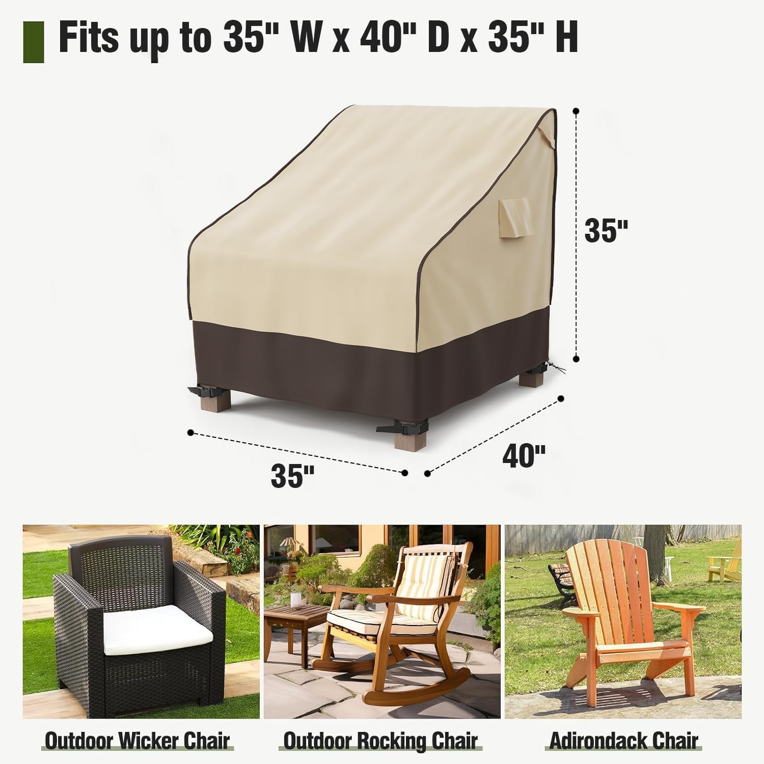 MR.COVER 2-Pack Waterproof Patio Chair Covers 35x40x35" Brown Khaki gallery