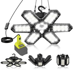 LED Work Light Compatible with Ryobi 18V Battery – 68W 6800LM Garage Flood Li…