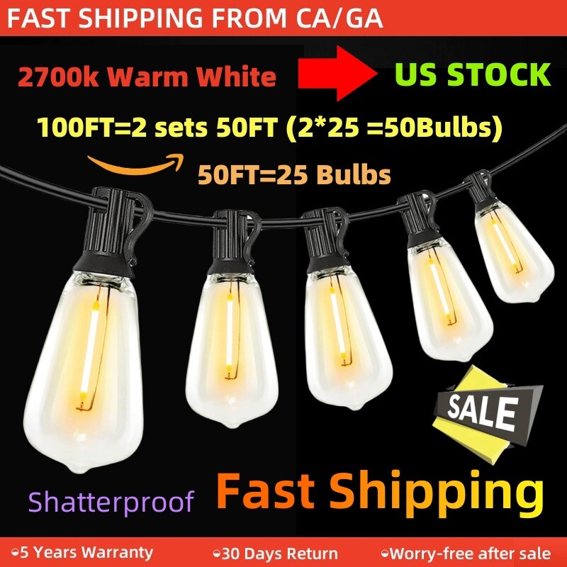 50 FT - 100 FT, String Lights for Outside, 110-130V, Outdoor Lights String Water gallery