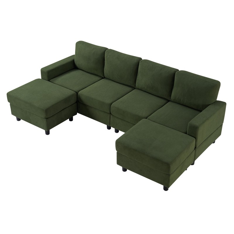 U-Shaped Sectional Modular Sofa Couch w/ Ottoman, Upholstered Corner Sofa Lounge gallery