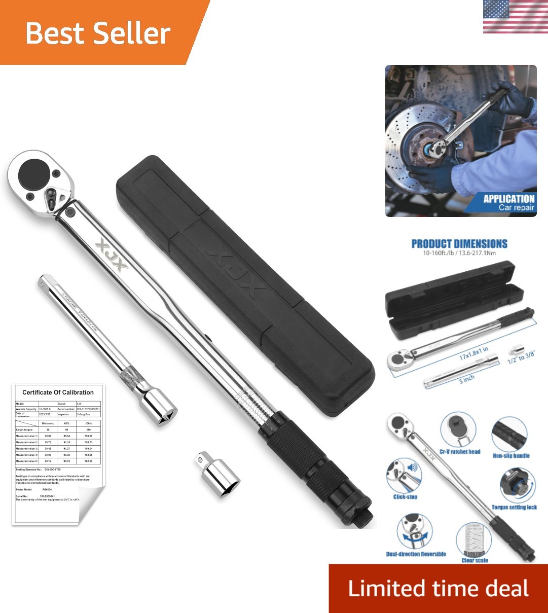 Durable 1/2-Inch Torque Wrench Set with Calibration Certificate and Accessories gallery