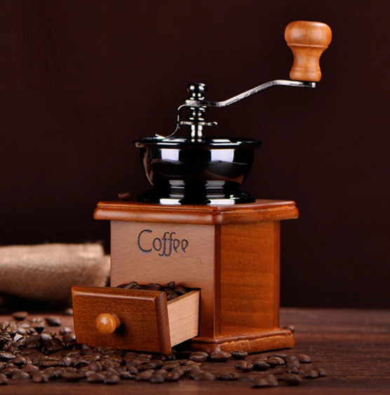 Solid Wood Manual Coffee Bean Mill Hand-operated Small Grinder Crusher hand gallery