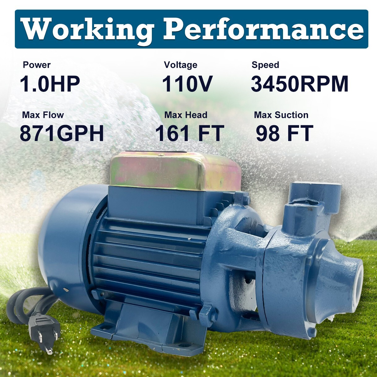 1HP Clear Water Pump Electric Centrifugal Clean Water Industrial Farm Pool Pond gallery