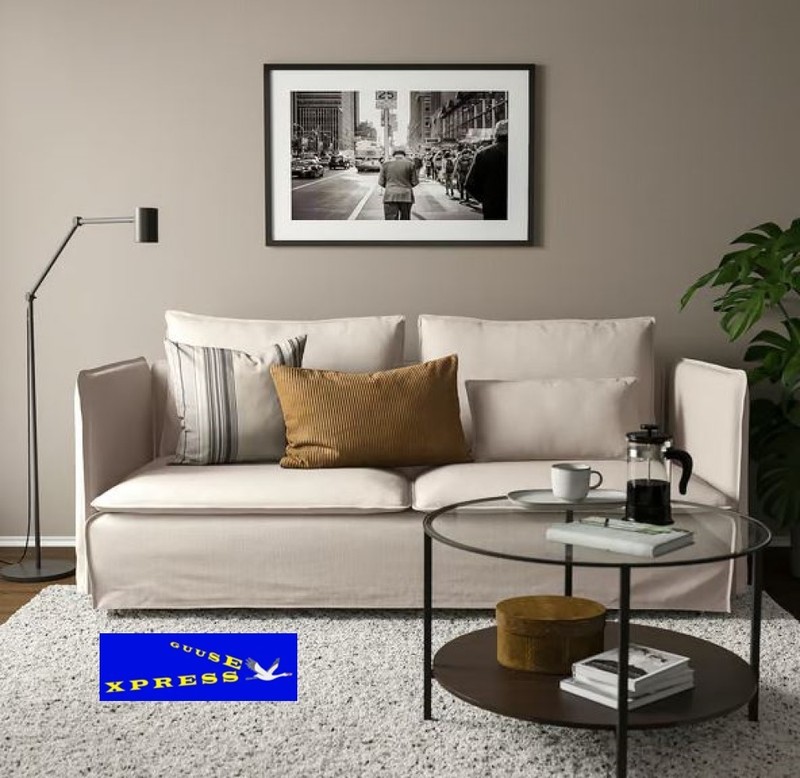 NEW IKEA SODERHAMN GRANSEL NATURAL SOFA SECTION SLIPCOVER COVER 305.190.72 gallery